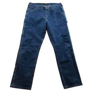 Lee Mens Carpenter Jeans Size 36x34 Loose Fit Classic Blue Denim Workwear Casual